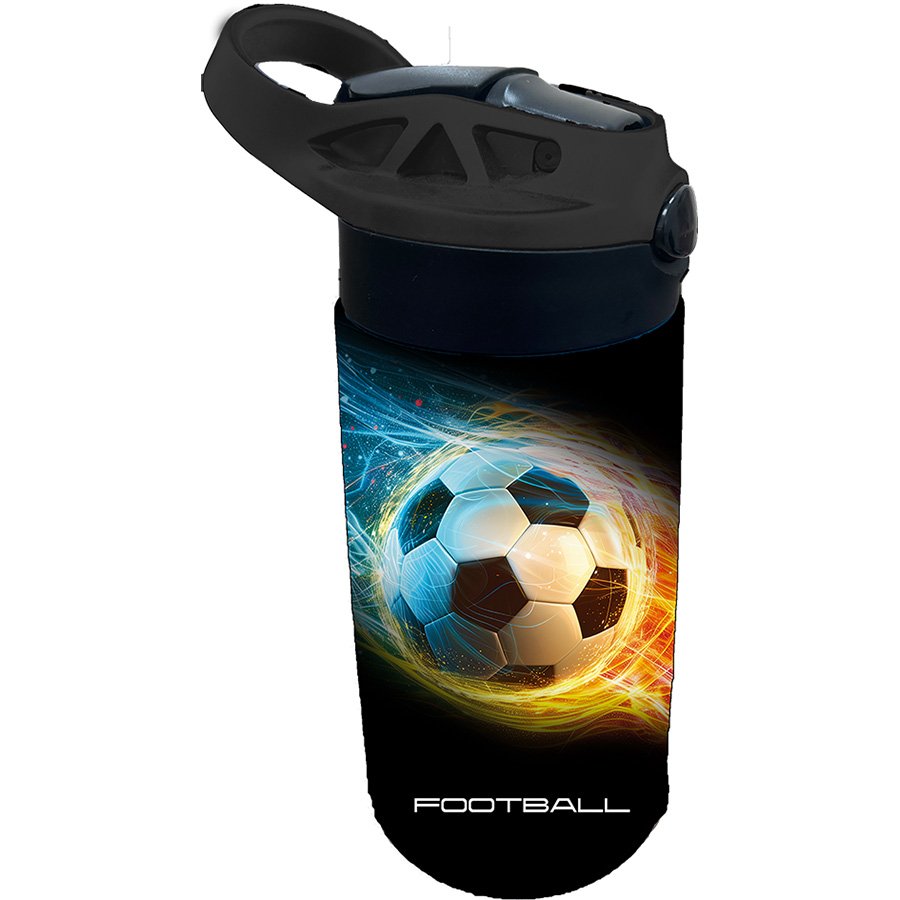 בקבוק נירוסטה עם לחצן כדורגל צבעוני