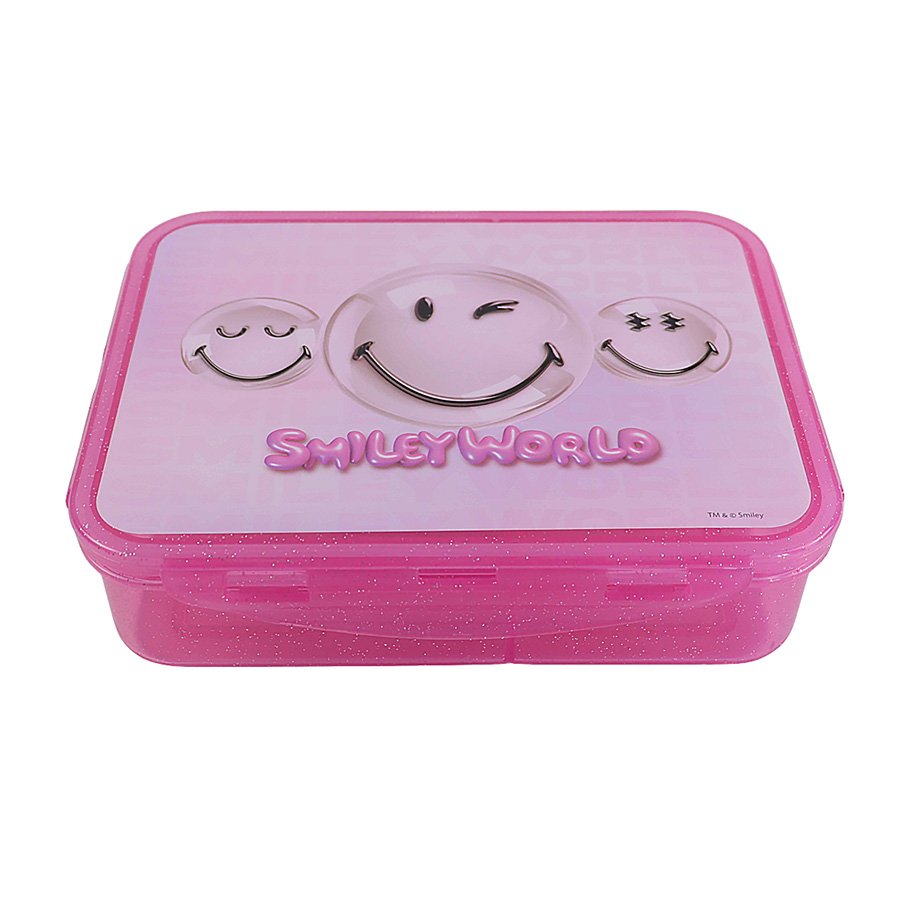 קופסת אוכל מחולקת סמיילי ורוד