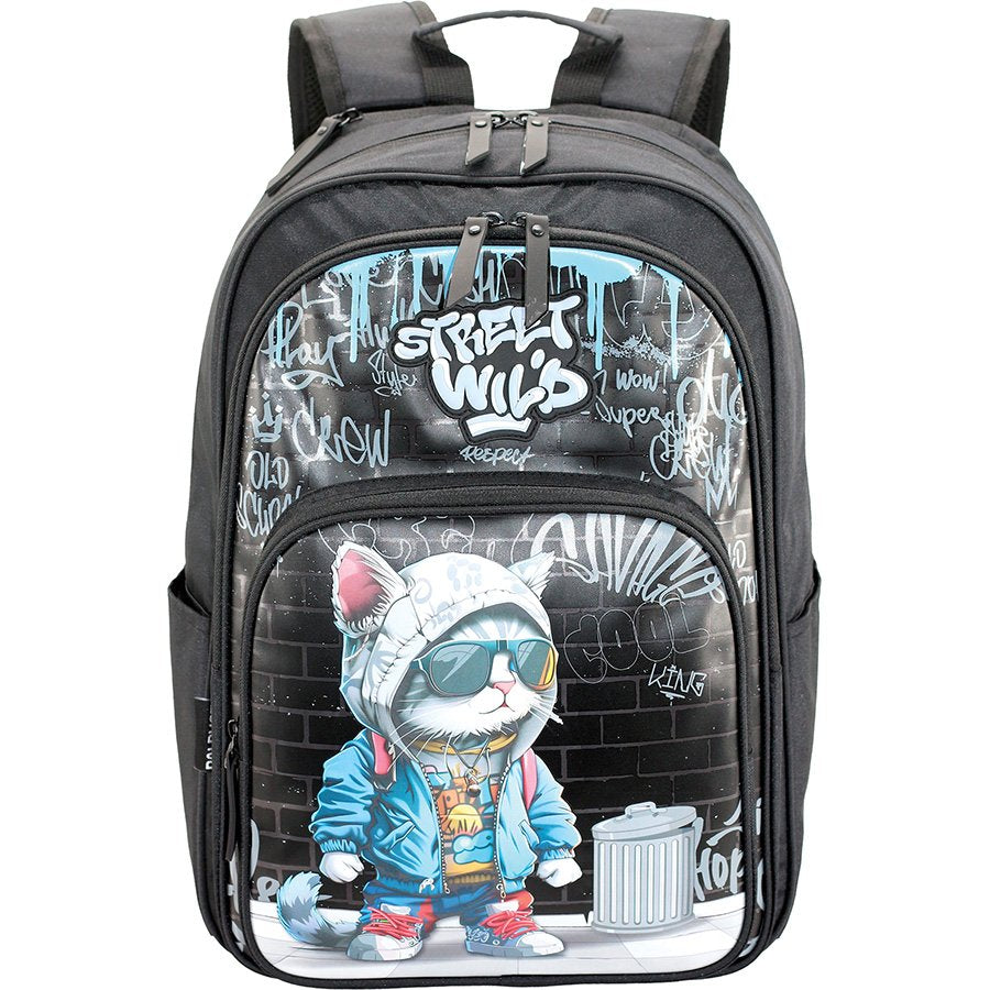 תיק גב ארגונומי 2תאים חתול גרפיטי
