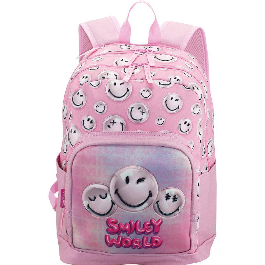 תיק גב ארגונומי 2תאים סמיילי ורוד