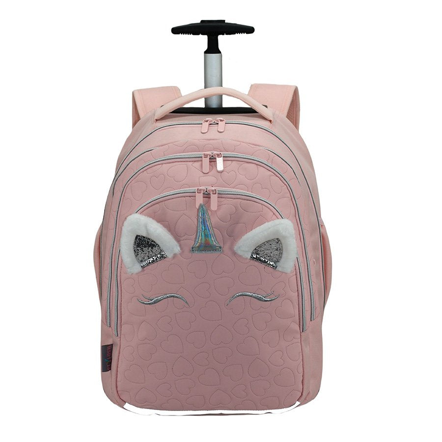 תיק טרולי בית ספר 2ב 1סטיילוש חד קרן לבבות ורוד