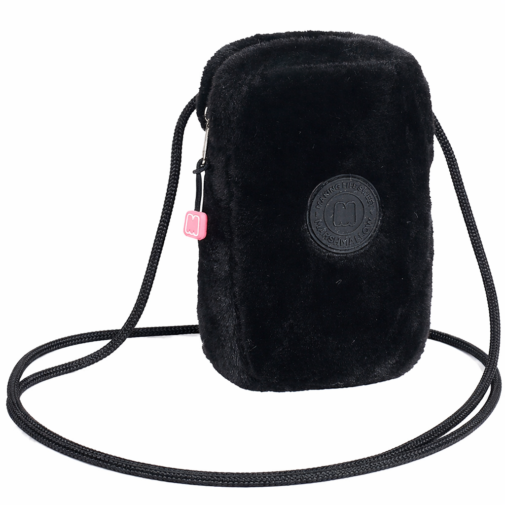 מרשמלו תיק פרוותי לטלפון -שחור