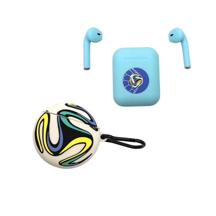 אוזניות בלוטוס צבעוניות עם כיסוי סיליקון כדורגל